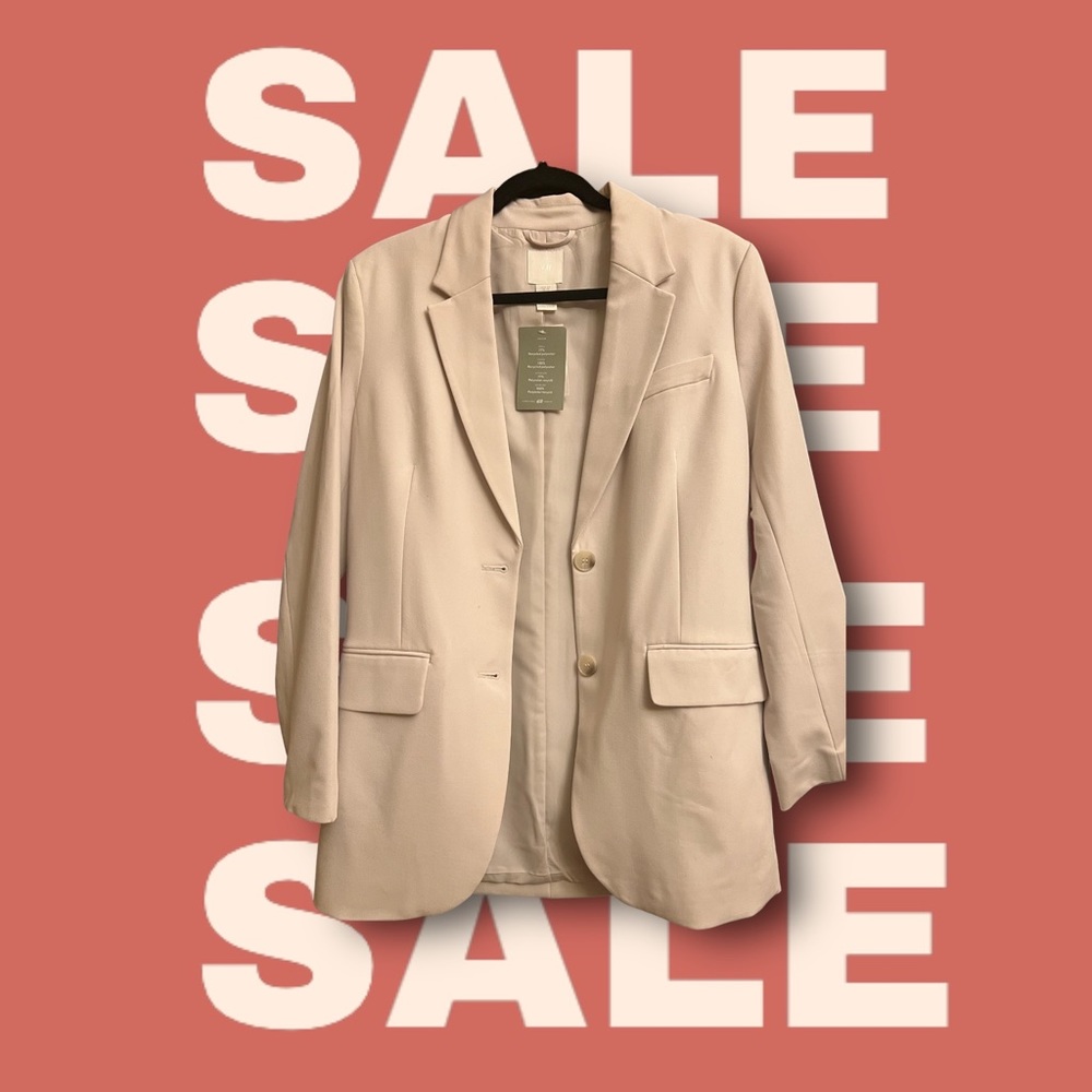 H&M Ladies Double-breasted Jacket-Cream